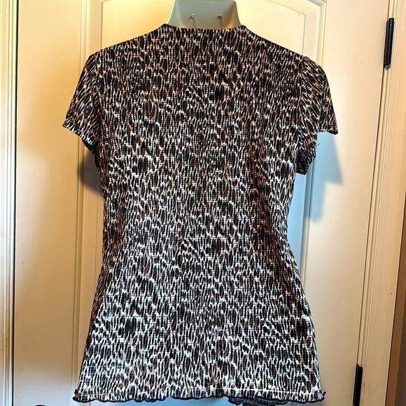 Susan Lawrence Black and Brown Patterned Top Size Large - Picture 3 of 5